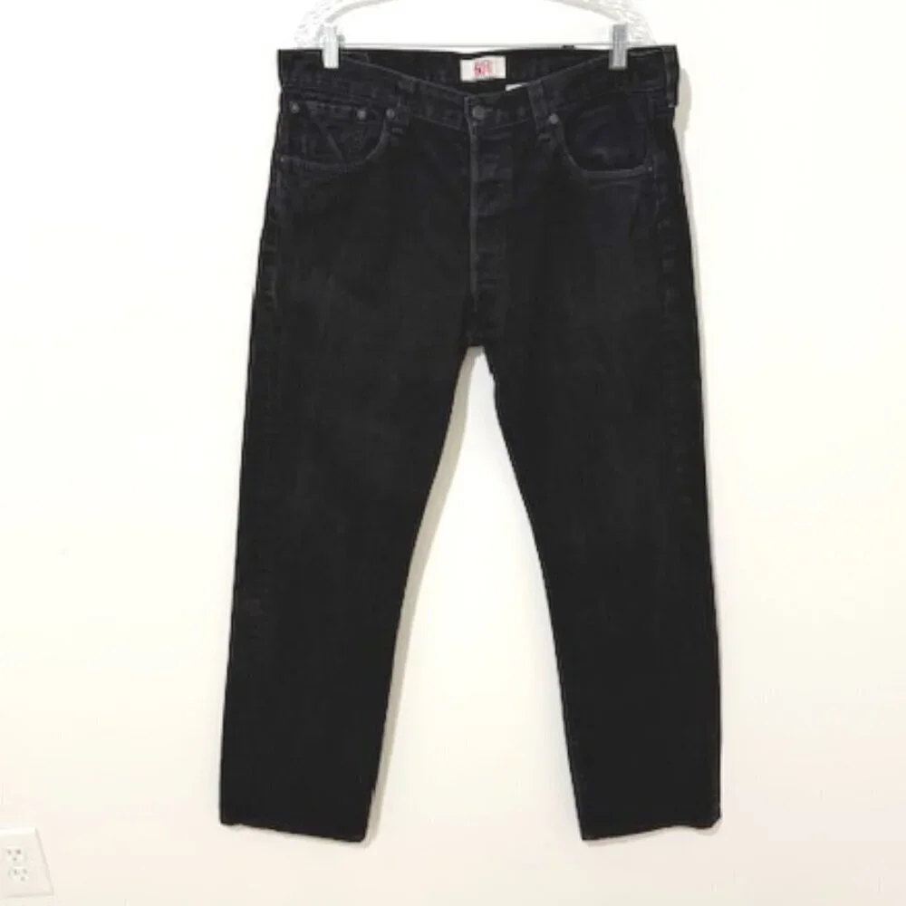 Vintage Levi’s 501 XX Jeans Black Original Straight Leg Denim Button Fly 38x32